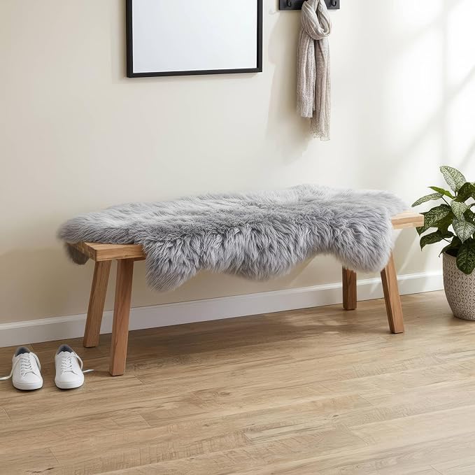 Super Area Rugs Premium Silver Gray Sheepskin Rug Genuine Double 2x6ft Pelt - Image 3