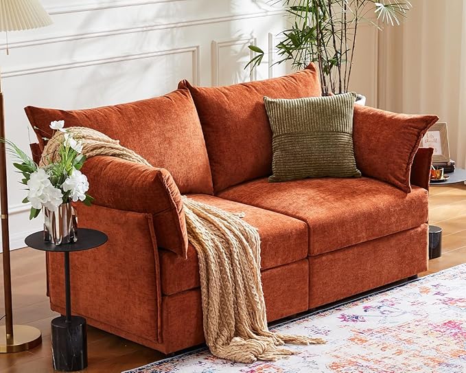 ABCASA Oversized Loveseat Sofa, Modern Modular Sectional Couch Terracotta by ABCASA