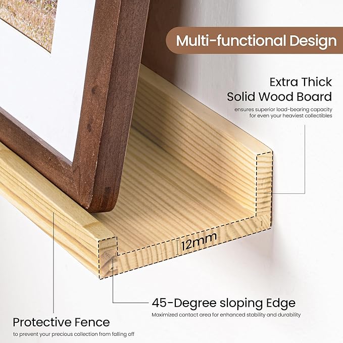 Picture Ledge Shelf, Floating Shelves Set of 2, 32 Inches Solid Wood Nursery - Image 4