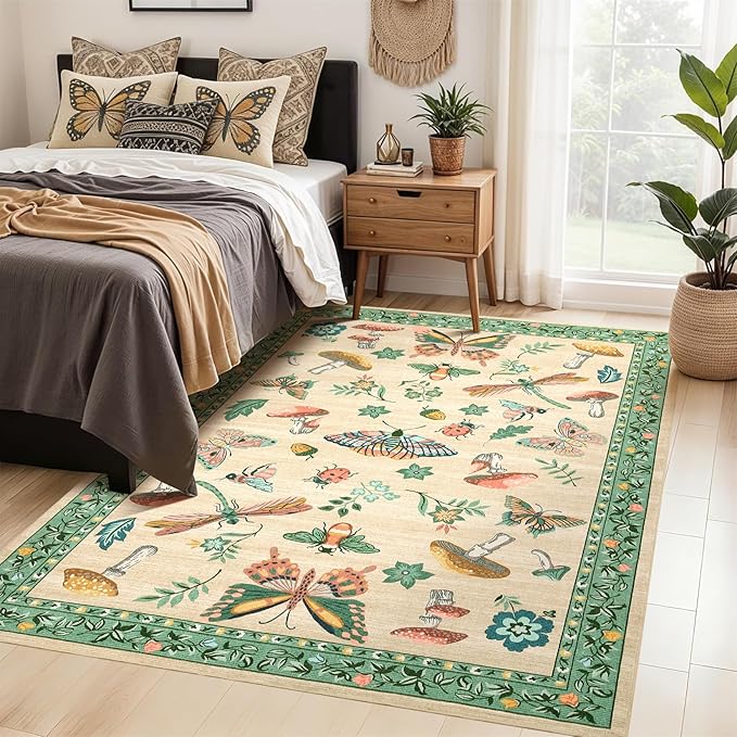 Mushroom 3x5 Area Rug Washable Non-Slip Small Indoor Rugs - Image 4
