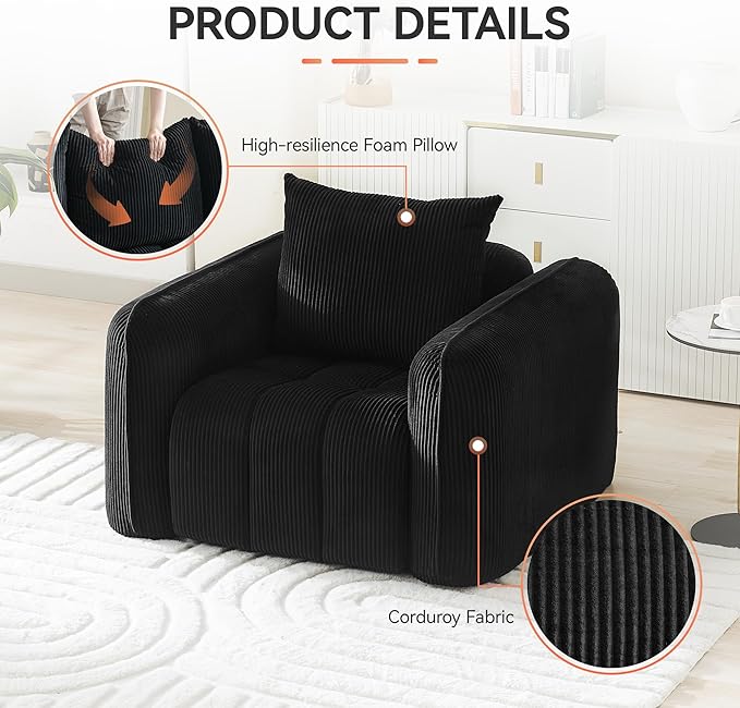 Oversized Boneless Accent Chair, Comfy Deep Seat Armchair - Image 3