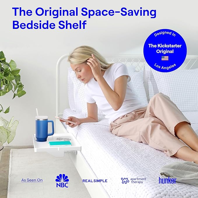 BedShelfie Bedside Shelf for Bunk Bed & Top Bunk, College Dorm Room Essentials - Image 3