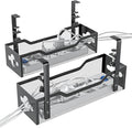 2 Pack Under Desk Cable Management Tray, 13.38" Cable Organizer No Drill by CableManagement