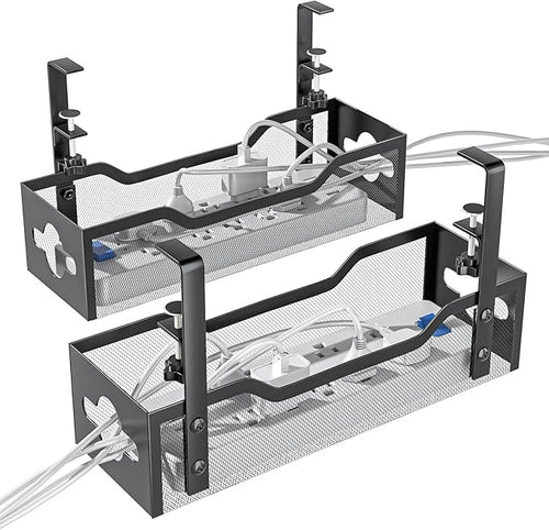 2 Pack Under Desk Cable Management Tray, 13.38" Cable Organizer No Drill by CableManagement