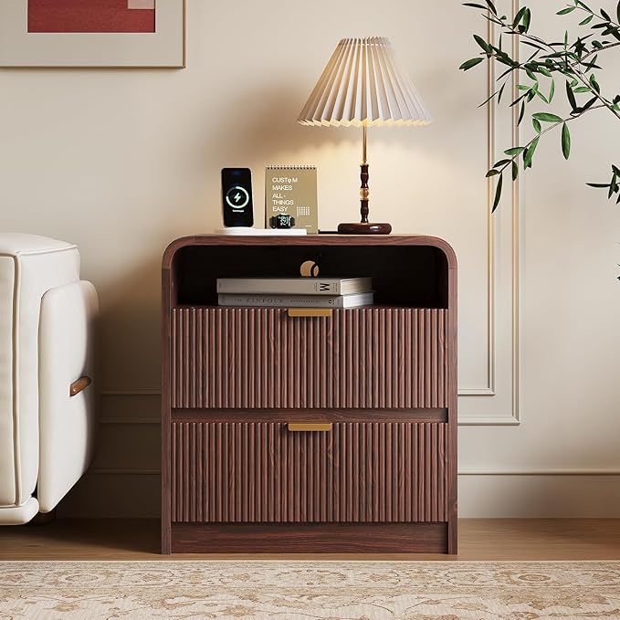 FURSUN 24" Fluted Nightstand by FURSUN