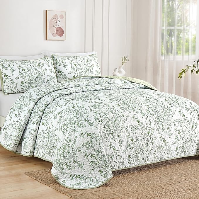 WONGS BEDDING Quilt King Size, Sage Green Quilt Bedding Set - Image 2