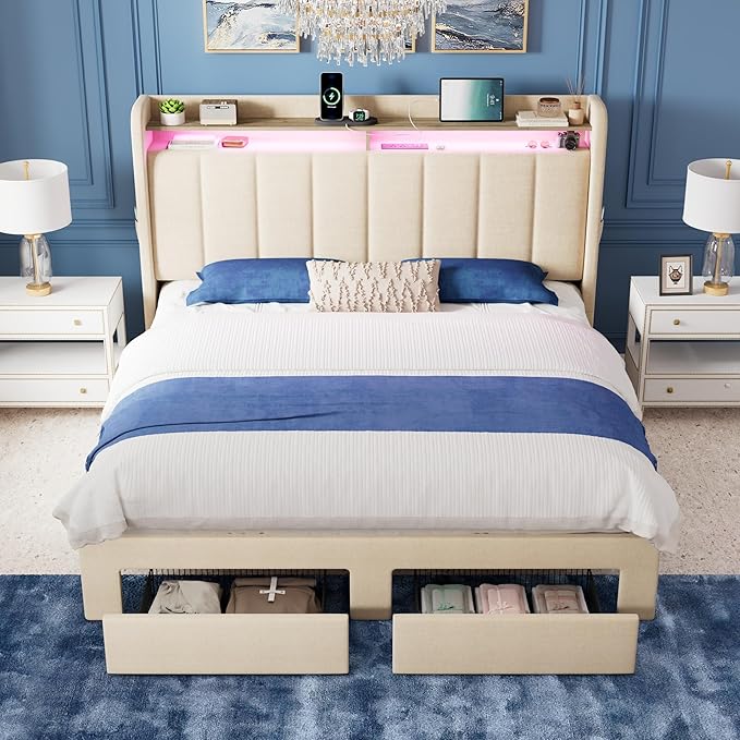 Allewie Vertical Tufted Full Size Upholstered Platform Bed Frame - Image 3