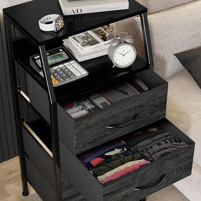 Dresser with 4 Drawers, Fabric Storage Tower - Image 6