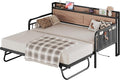 LIKIMIO Twin Daybed with Trundle Bed, Storage Headboard with Charging Station by LIKIMIO