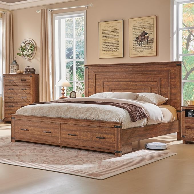T4TREAM Farmhouse King Size Bed Frame - Image 6