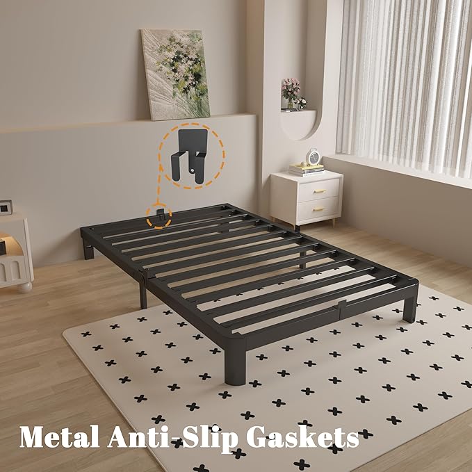 4 Inch Twin Bed Frames with Metal Baffles, Rounded Corner Legs, Heavy Duty - Image 5