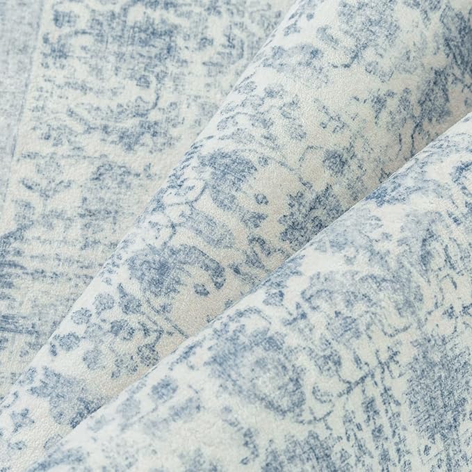 Blue Runner Rug 2x5 Hallway Machine Washable Kitchen Vintage Distressed Non - Image 8