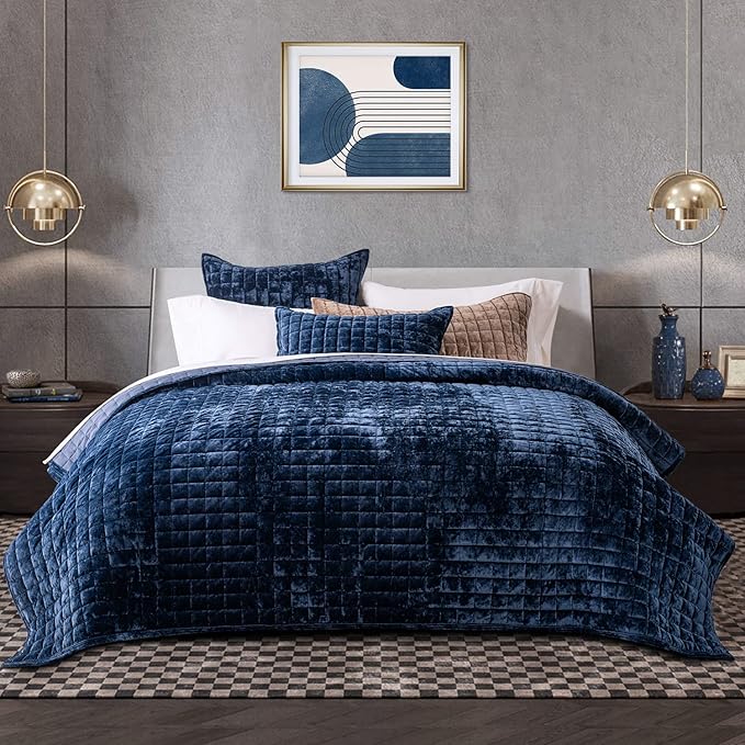RECYCO Luxury Velvet Quilt Set Full Queen Size, Lightweight Velvet Comforter Set - Image 7