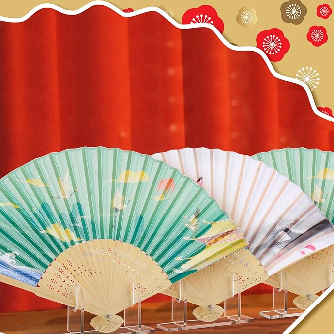 Roowest 4 Pcs Acrylic Fan Display Stand Folding Clear Fan Holder Easel Japanese - Image 6