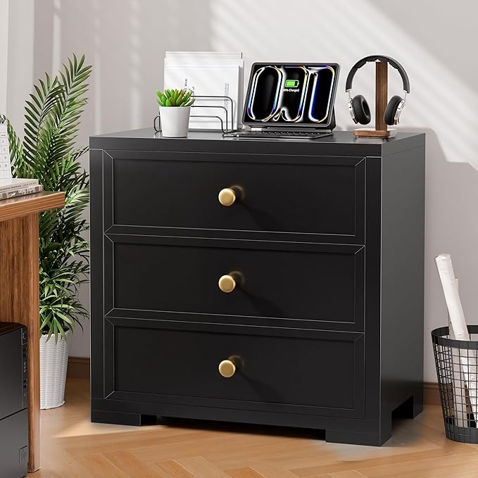 COWMOU Nightstand with Drawers 3 Drawer Night Stand with Charging Station - Image 9