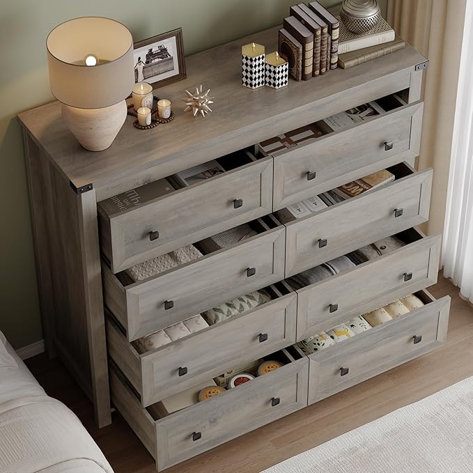 Tall 8-Drawer Dresser, Modern Wooden Storage Chest of Drawers, Dresser TV Stand - Image 4