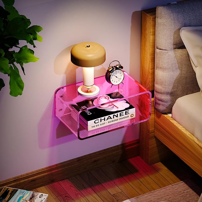 Acrylic Floating Nightstand, Bedside Table, Nightstand Shelf Wall Mounted - Image 9