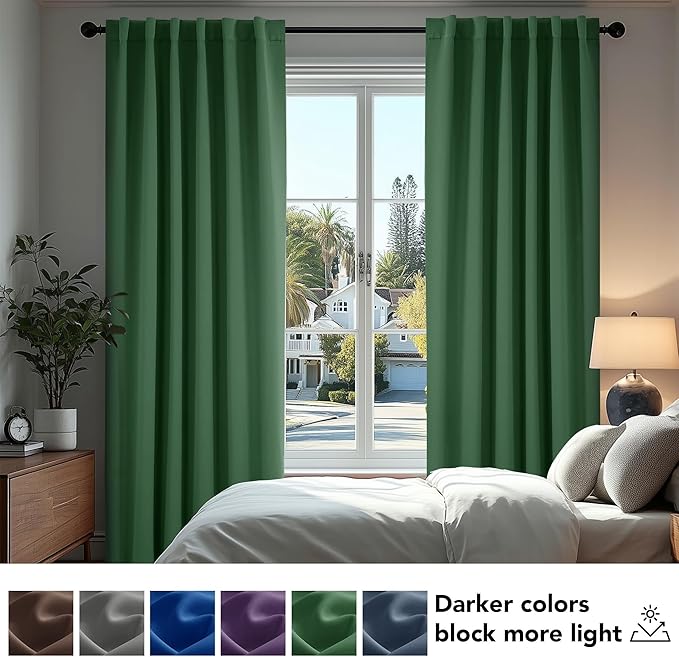 Deconovo Blackout Curtains, Thermal Insulated, W52 x L45 2 Panels, Back Tab - Image 4