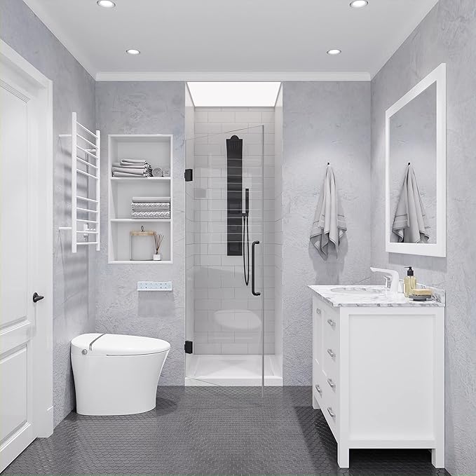 ANZZI 70" x 24" Frameless Shower Door in Gun Metal Black, Passion Water - Image 2