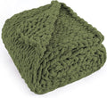 Chunky Knit Throw Blanket 60"X 80", 100% Handmade by LONGCREATE