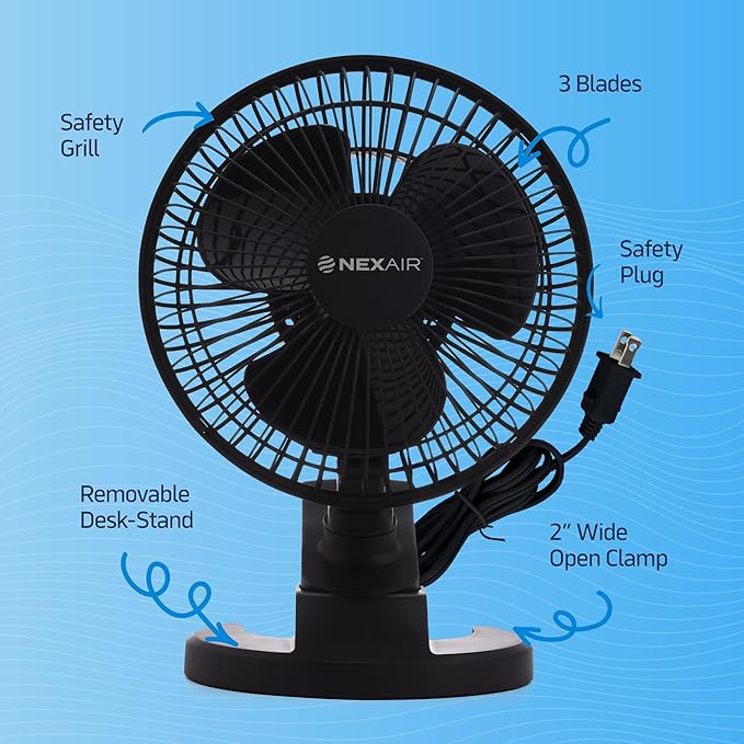 NEXAIR 6-Inch Portable Desk or Clip-on Fan - Image 6