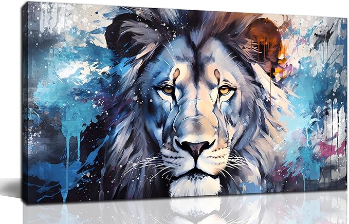 ENTANUB Lion Wall Art for Living Room, Animal Canvas Print Painting for Bedroom by ENTANUB