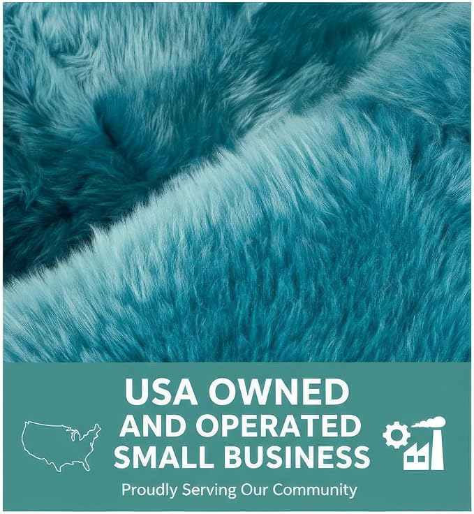 Beach Blue Genuine Sheepskin Rug 4x6 ft, Real Fluffy Quad Pelt Fur Area Rug - Image 9