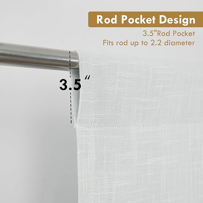 DriftAway Double Layer Linen Blackout Tie Up Curtains Thermal Insulated Fully - Image 3