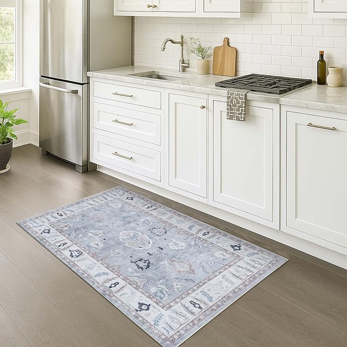 Fame Rugs Gray Modern Oushak Rug 2x3, Vintage Doormat Turkish Colorful Oriental by FameRugs