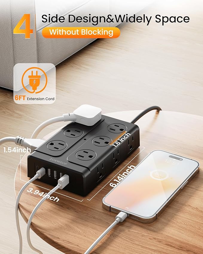 Zoxwzop Surge Protector Power Strip – 10FT Extension Cord - Image 7