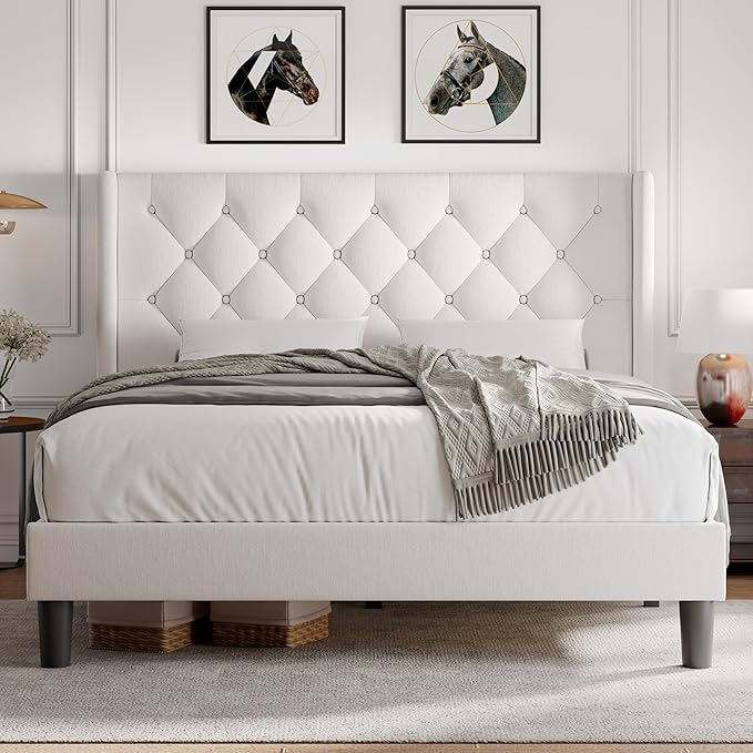 iPormis Full Size Velvet Platform Bed Frame - Image 8