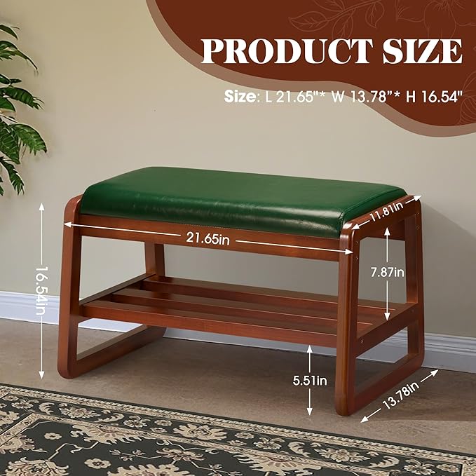 HABUTWAY Solid Wood Shoe Rack, Entryway Shoe Bench - Image 2
