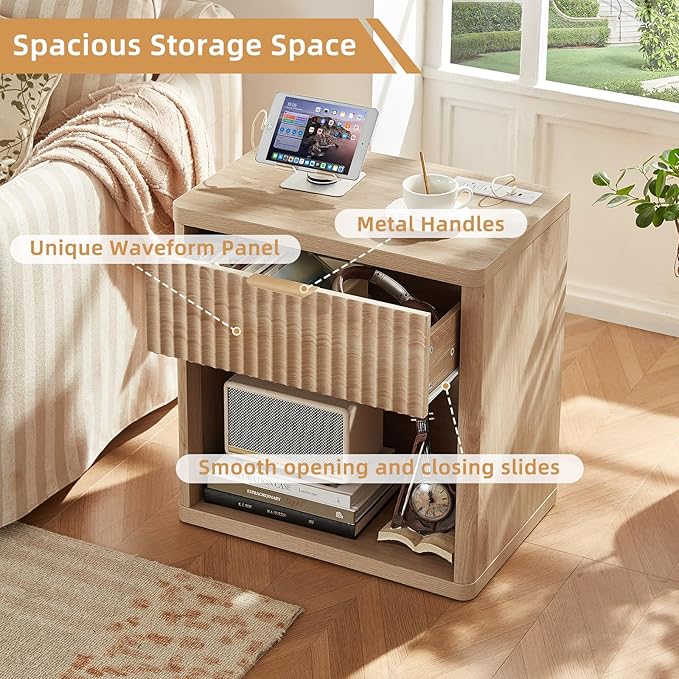 LEYAOYAO Fluted Farmhouse Nightstand Set of 2 - Image 8