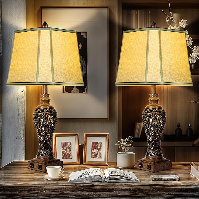 28.5'' Tall Farmhouse Vintage Table Lamp Set of 2 - Image 5