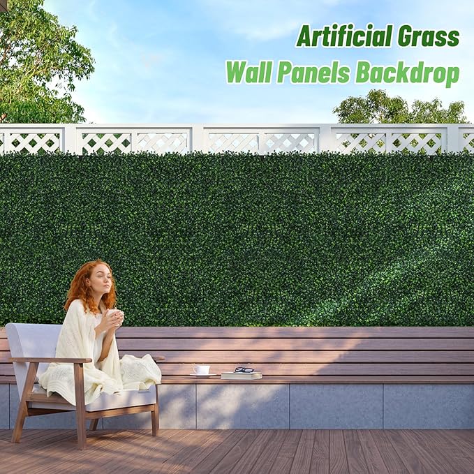 Artificial Ivy Privacy Fence Screen, 40X120 in UV-Anti Faux Boxwood Roll Panels - Image 3