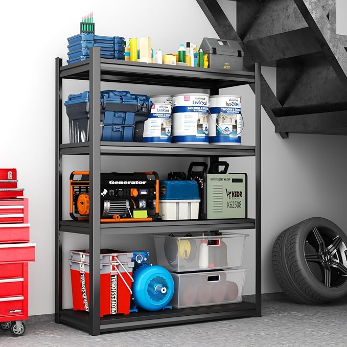 Storage Shelves, Garage Metal Shelving Unit, Adjustable, Double-Layer Column - Image 2