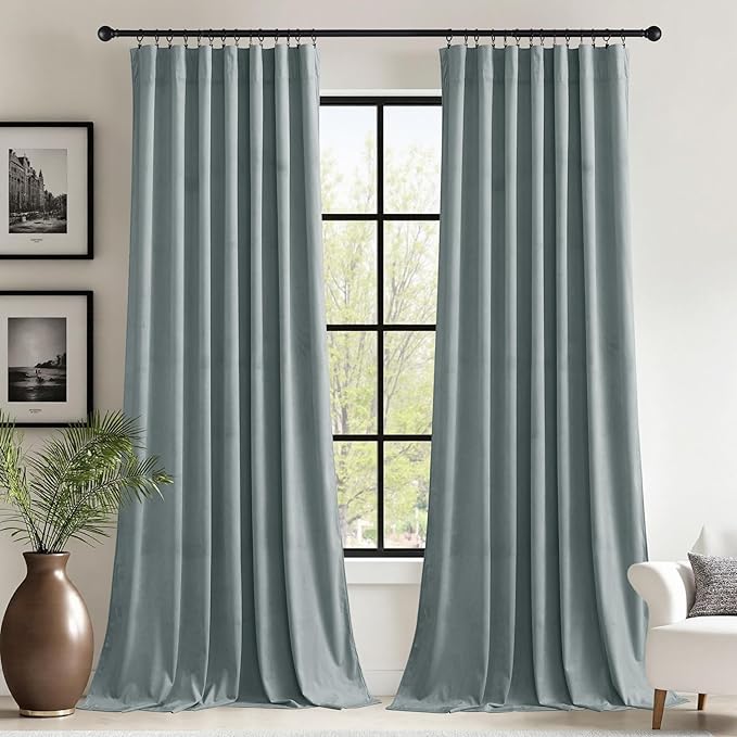 StangH Nursery Kids Stone Blue Curtains Super Soft Velvet Thermal Insulated by StangH