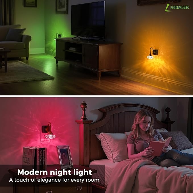 L LOHAS LED Night Lights Plug into Wall, 2 Pack 10-Color Changing RGB Floral - Image 7