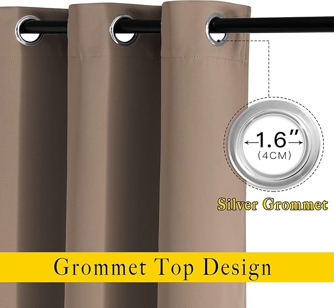 NICETOWN Blackout Cappuccino Curtains 84 inches Long, Grommet Room Darkening - Image 2