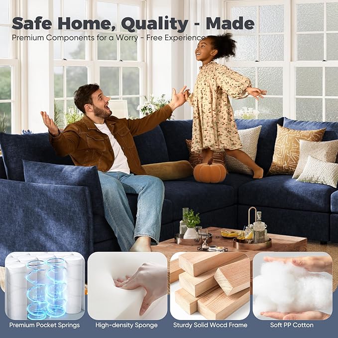 ABCASA 134.6" Oversized Modular Sectional Sofa, 6 Seater U Shaped Couch - Image 8