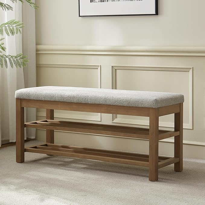 VKNOW Entryway Bench, 44.3” Upholstered Shoe Bench by VKNOW