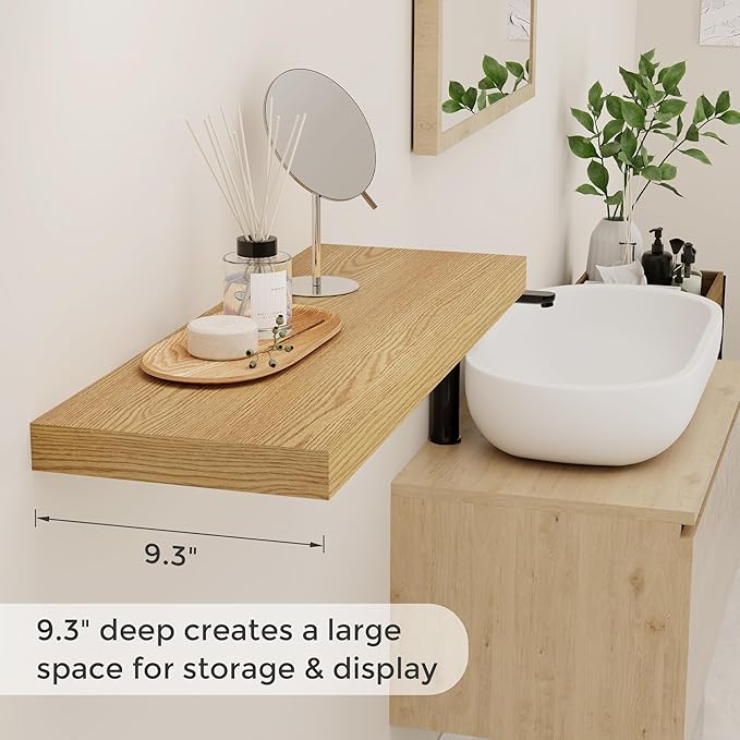 Fun Memories 32 Inch Floating Shelves, Wall-Mounted Bathroom Shelves Set of 2 - Image 4