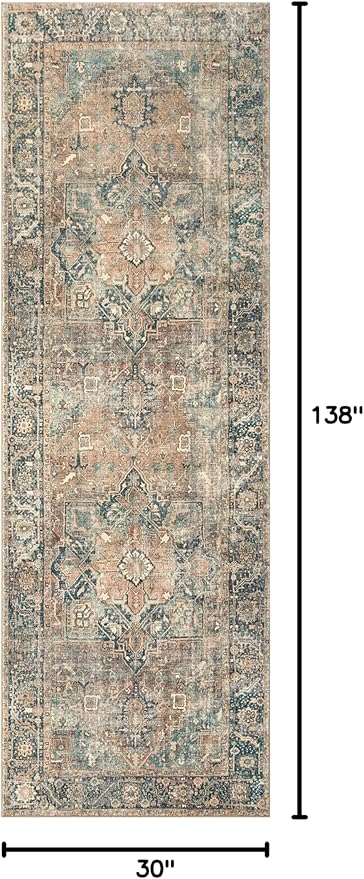 Loloi Margot Collection MAT-02 Terracotta/Lagoon 2'-6" x 11'-6" Runner Rug - Image 2