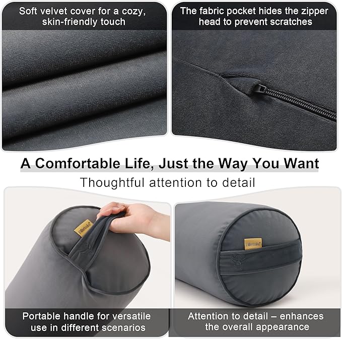 Bolster Pillow for Bed – Long Round Body Pillow for Adults, Cuddle Pillow for - Image 5