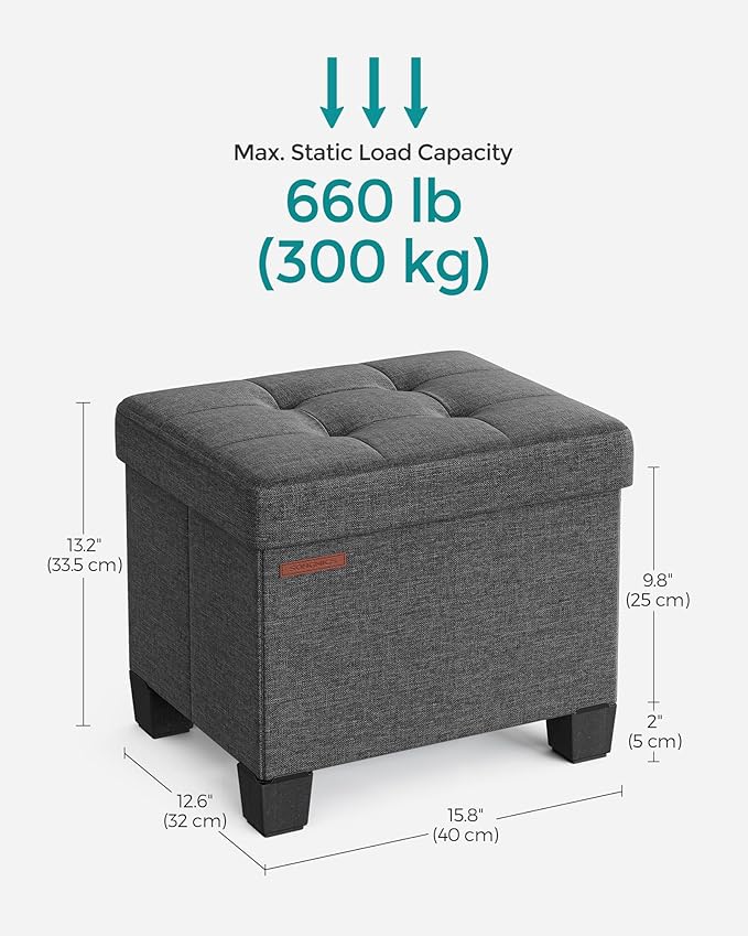 SONGMICS Storage Ottoman, Small Ottoman Foot Rest - Image 2