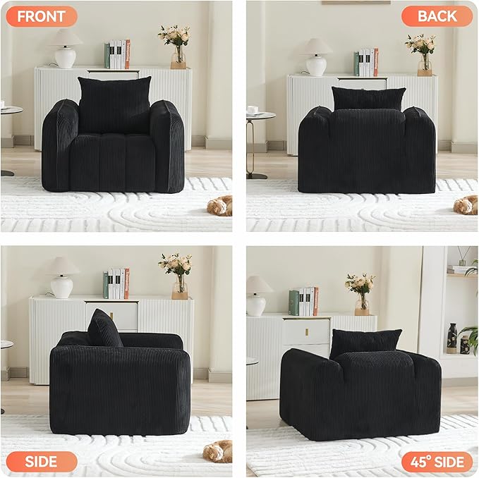 Oversized Boneless Accent Chair, Comfy Deep Seat Armchair - Image 6