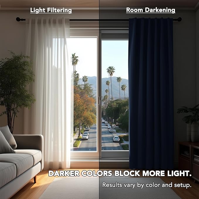 Deconovo Blackout Curtains, Thermal Insulated, W38 x L84 2 Panels, Back Tab - Image 3