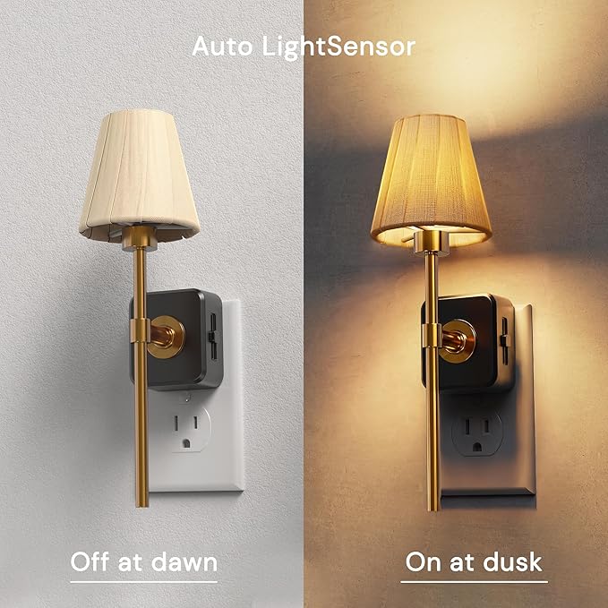L LOHAS LED Night Lights Plug into Wall, 2 Pack Pleated Fabric Cover Night Light - Image 2