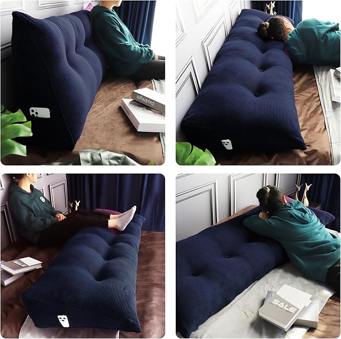 WOWMAX Triangular Headboard Pillow Full Bed Wedge Pillow - Image 3