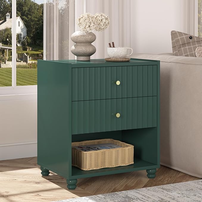 Modern Nightstand, Fluted End Table by ZOSQUARE